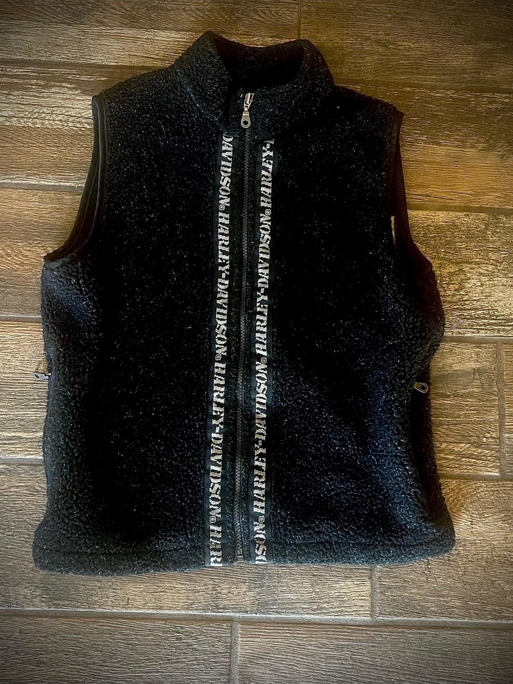 Vintage Harley Davidson fuzzy vest under jacket men’s XS women’s  S/M